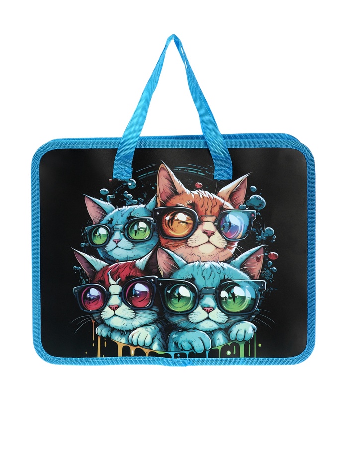 Папка с ручками «Котики», А4, пластиковая, 70 мм, 322×256 мм - Фото 1