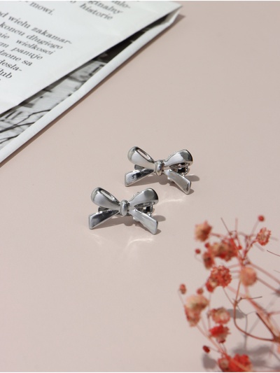 Зажим для волос QF «Джульет», набор 2 шт., бантик, 2.5 см, серебро