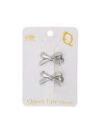 Зажим для волос QF «Джульет», набор 2 шт., бантик, 2.5 см, серебро - Фото 4