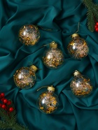 УЦЕНКА Набор ёлочных шаров d=8 см, 6 шт. «Льдинка - мишура», прозрачный - Фото 2