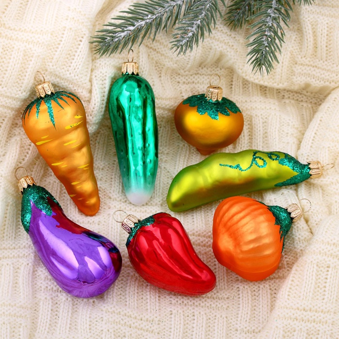 УЦЕНКА Набор ёлочных игрушек "Овощи" (набор 7 шт) - Фото 1