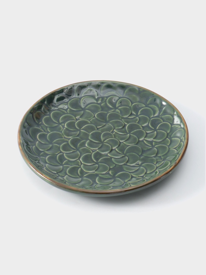 УЦЕНКА Блюдо "Полянка" керамика, цв. зелёный, 23х23х3 см - Фото 1