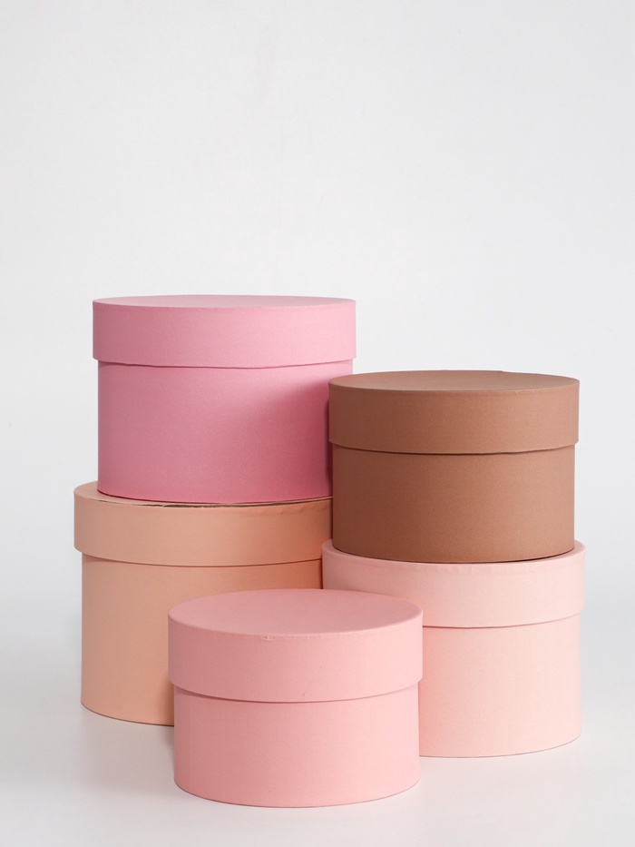 УЦЕНКА Набор круглых подарочных коробок 5 в 1 «Крема» 20×14-14.5×10 см - Фото 1