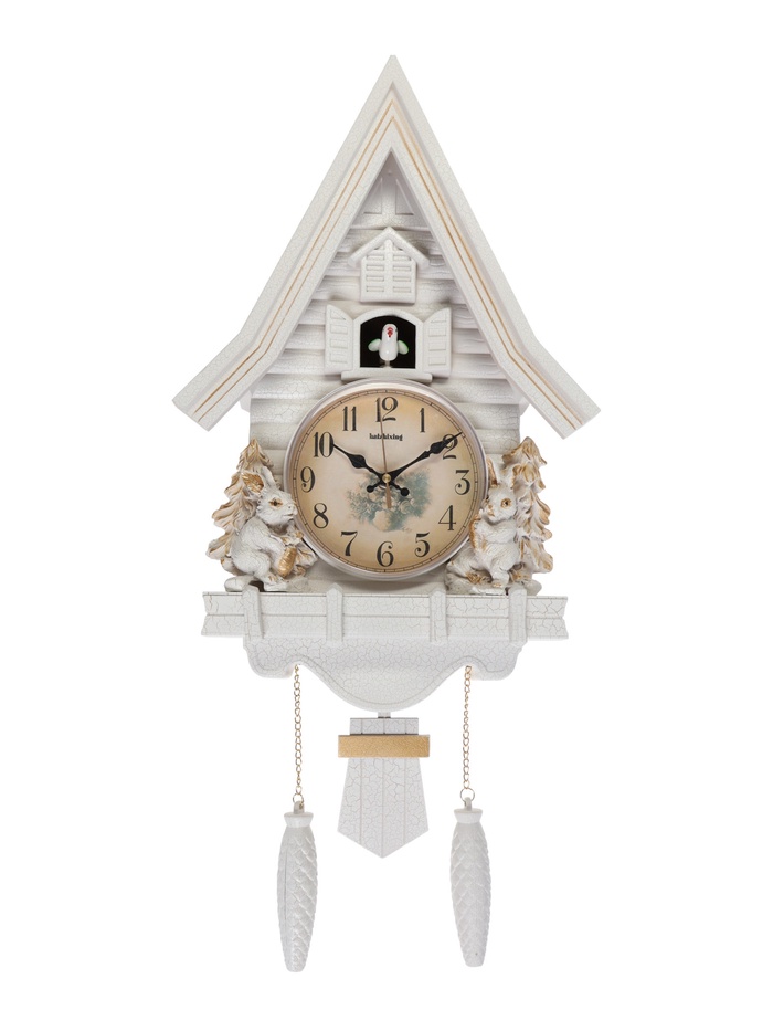 УЦЕНКА Часы настенные интерьерные большие с кукушкой «Зайчики», плавный ход, 62×32 см - Фото 1