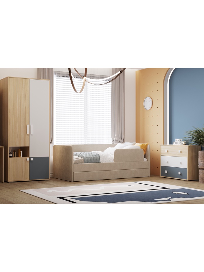 Кровать детская «Молли 2», с дополнительным спальным местом, 2080×990×765 мм, цвет бежевый