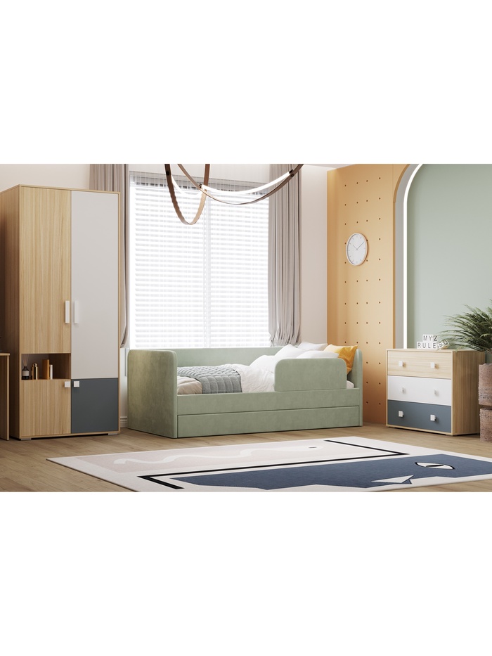Кровать детская «Молли 2», с дополнительным спальным местом, 2080×990×765 мм, цвет оливковый