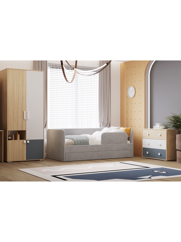 Кровать детская «Молли 2», с дополнительным спальным местом, 2080×990×765 мм, цвет серый