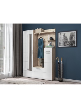 Прихожая «Лайн 1», 2 предмета, цвет дуб серый крафт/белый глянец  (артикул 10918206)  большой выбор товаров оптом и в розницу по низким ценам с доставкой