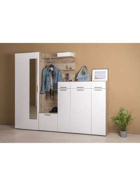 Прихожая «Лайн 2», 4 предмета, цвет дуб серый крафт/белый глянец  (артикул 10918207)  большой выбор товаров оптом и в розницу по низким ценам с доставкой