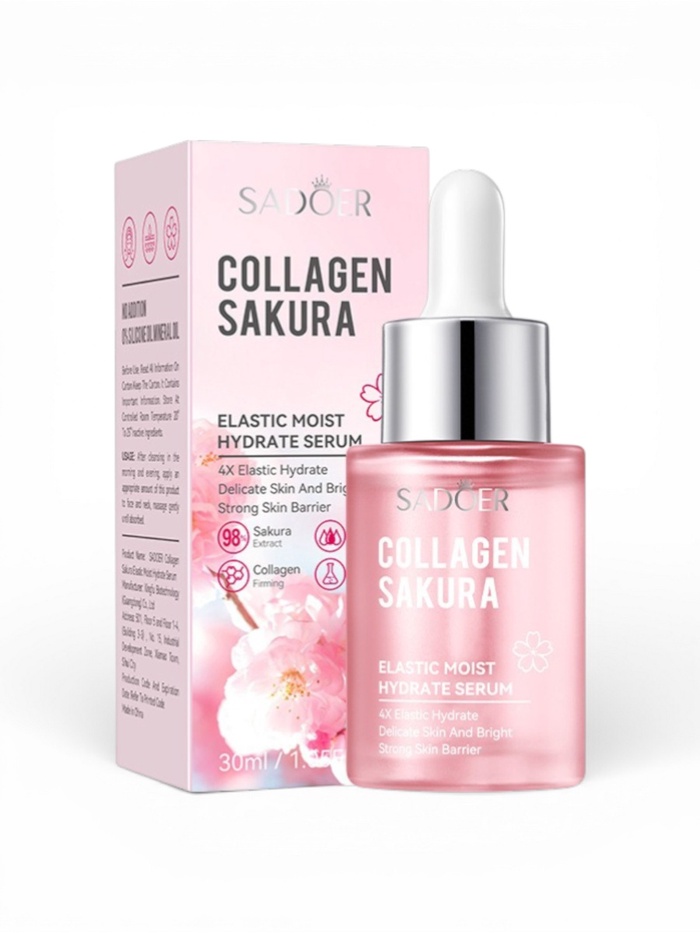 Омолаживающая сыворотка для лица Sadoer с колагеном, экстракт сакуры, 30 мл - Фото 1