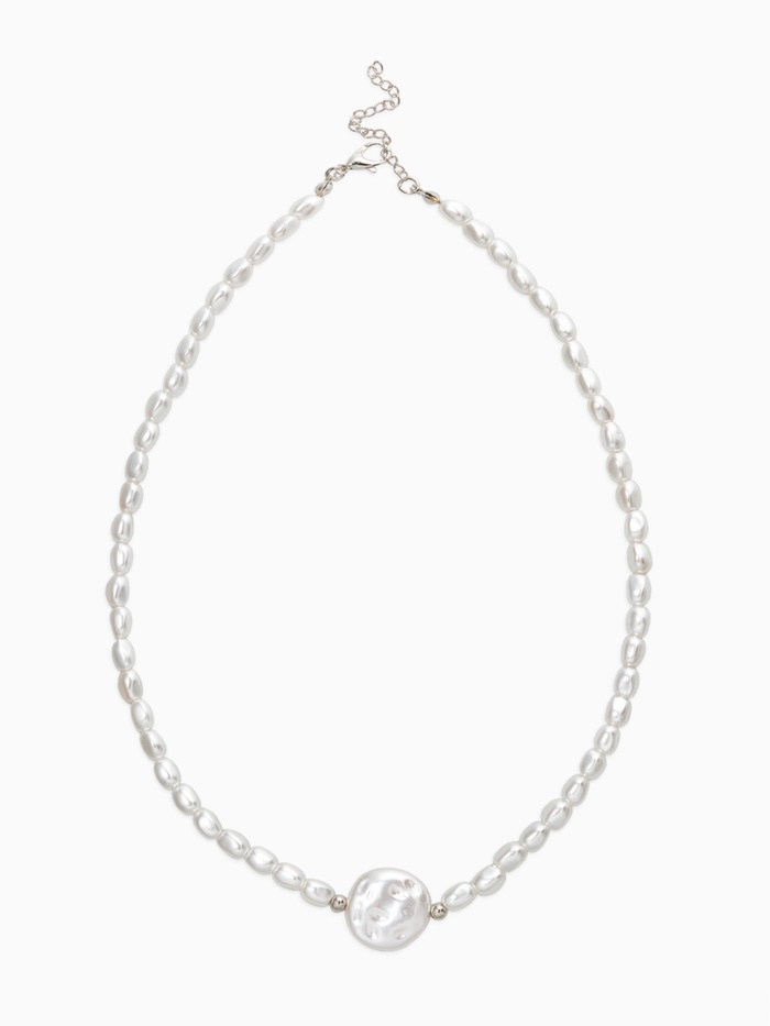 Колье из бусин «Жемчуг барокко», L=40 см, белое в серебре - Фото 1