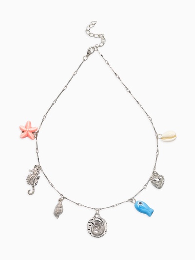 Колье «Морской вайб», L=40 см, цветное в серебре