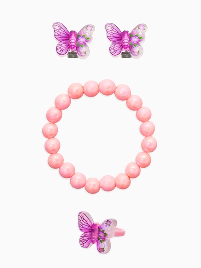 Набор детский «Выбражулька. Бабочки», 3 предмета: клипсы, кольцо, браслет, розовый
