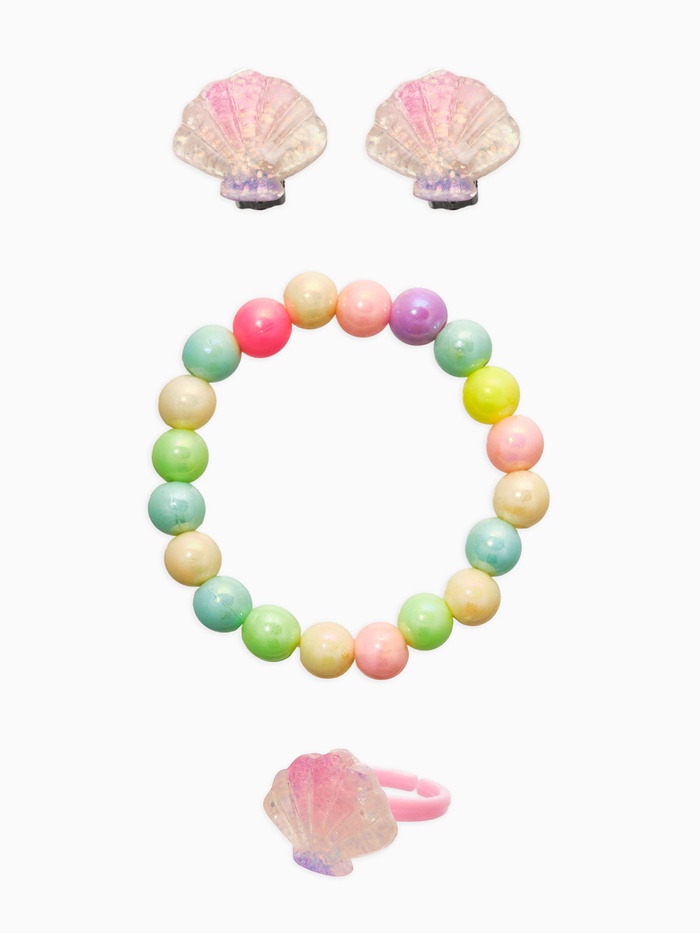 Набор детский «Выбражулька. Ракушка», 3 предмета: клипсы, кольцо, браслет, разноцветный - Фото 1