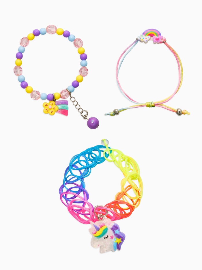 Браслеты детские набор 3 шт. «Выбражулька. Радуга и подвеска с бусиной», d=7.5 см, разноцветный