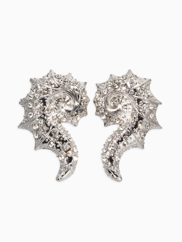 Серьги «Морской мир», раковина, белые в серебре