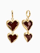 Серьги «Два сердца» корейский стиль, красные в золоте  (артикул 10938656)  большой выбор товаров оптом и в розницу по низким ценам с доставкой