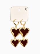 Серьги «Два сердца», корейский стиль, красные в золоте - Фото 3