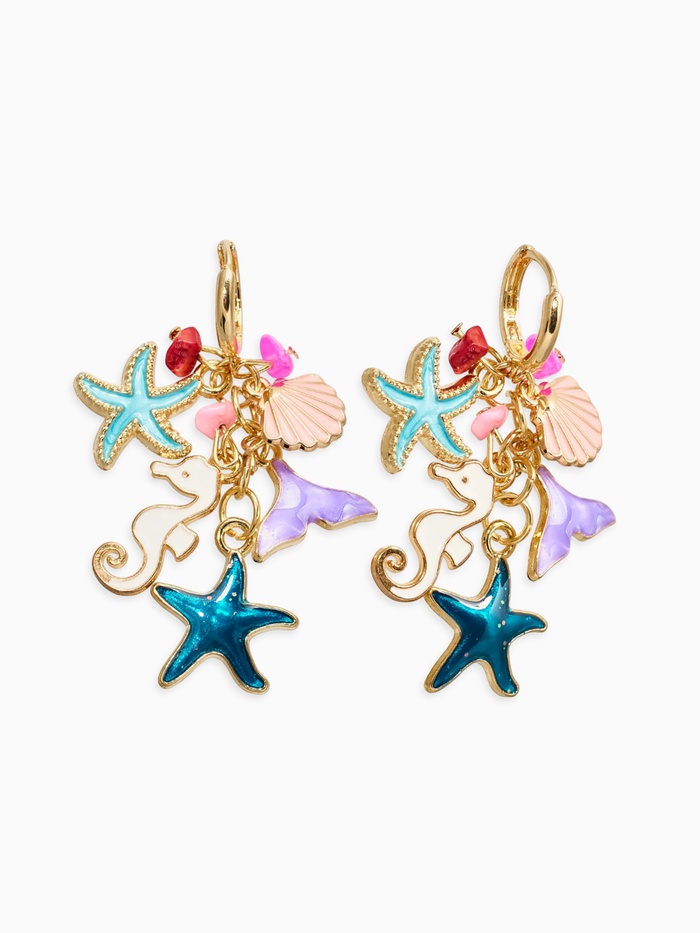 Серьги «Морской мир», подвесочки, цветные в золоте - Фото 1