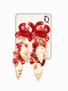 Серьги «Морской мир» краб с ракушками, красные в золоте  (артикул 10938663)  большой выбор товаров оптом и в розницу по низким ценам с доставкой