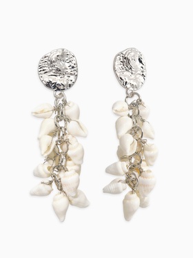 Серьги «Морской мир» ракушечки маленькие, белые в серебре  (артикул 10938665)  большой выбор товаров оптом и в розницу по низким ценам с доставкой