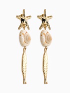 Серьги «Морской мир», рыбки с ракушкой, белые в золоте - Фото 2