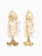 Серьги «Морской мир» чешуя рыбки, белые в золоте  (артикул 10938667)  большой выбор товаров оптом и в розницу по низким ценам с доставкой