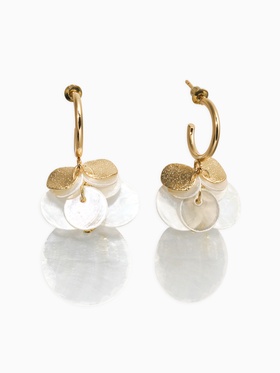 Серьги «Морской мир» чешуя, белые в золоте  (артикул 10938669)  большой выбор товаров оптом и в розницу по низким ценам с доставкой