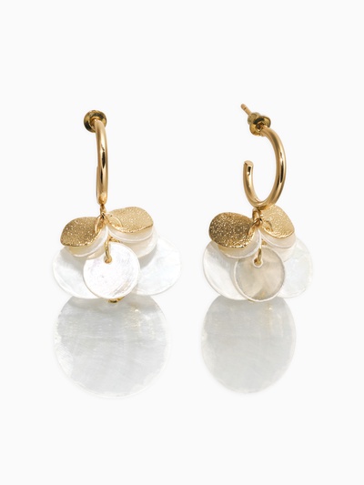 Серьги «Морской мир», чешуя, белые в золоте