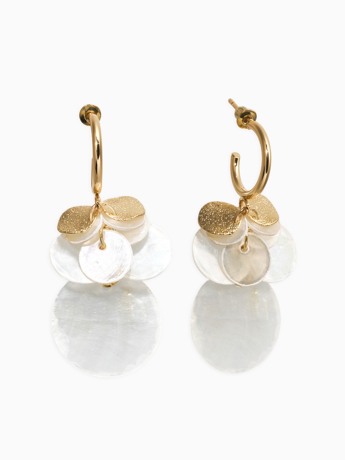 Серьги «Морской мир», чешуя, белые в золоте - Фото 1