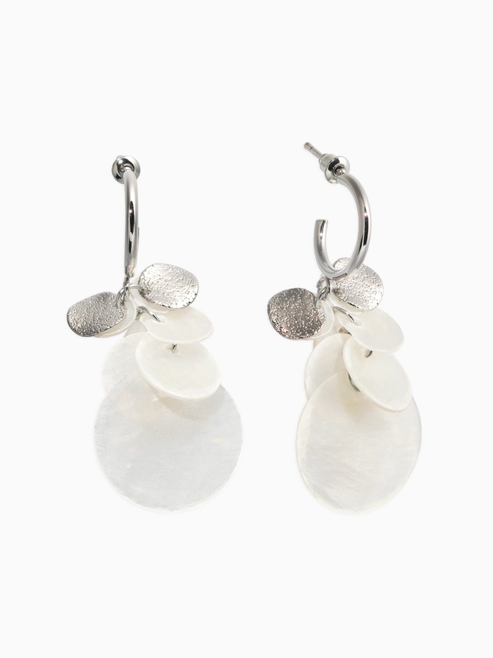 Серьги «Морской мир», чешуя, белые в серебре - Фото 1