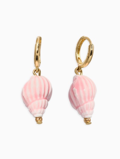 Серьги «Морской мир» ракушечка маленькая, пыльно-розовые в золоте