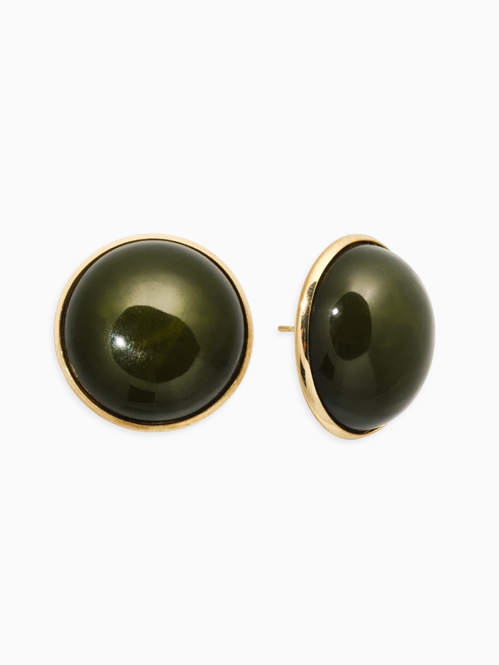 Серьги акрил «Стиль», круг, зелёные в золоте