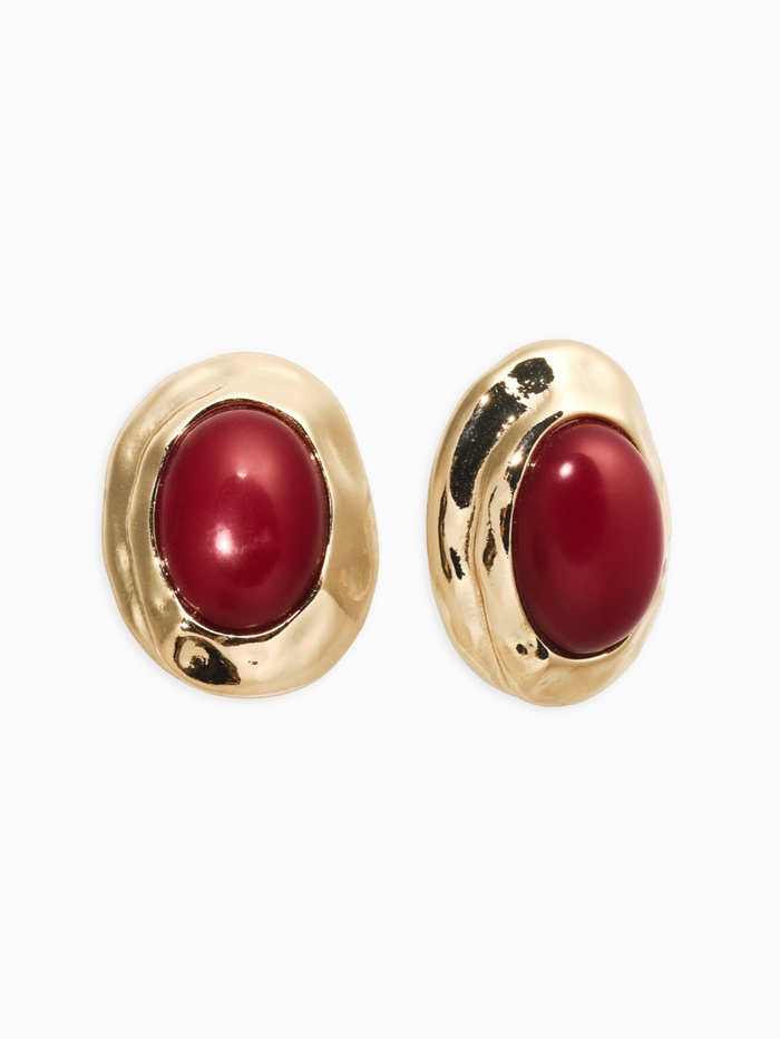 Серьги акрил «Стиль», овал в раме, бордовые в золоте