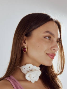 Серьги акрил «Стиль», овал в раме, бордовые в золоте  (артикул 10938681)  большой выбор товаров оптом и в розницу по низким ценам с доставкой