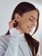 Серьги акрил «Стиль», овал, янтарные в золоте - фото 809537454