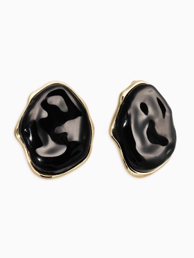 Серьги акрил мятый «Овал», чёрные в золоте  (артикул 10938691)  большой выбор товаров оптом и в розницу по низким ценам с доставкой