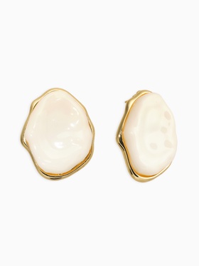 Серьги акрил мятый «Овал», белые в золоте  (артикул 10938692)  большой выбор товаров оптом и в розницу по низким ценам с доставкой