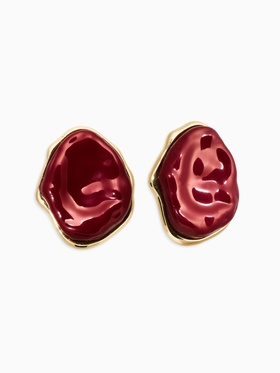 Серьги акрил мятый «Овал», бордовые в золоте  (артикул 10938693)  большой выбор товаров оптом и в розницу по низким ценам с доставкой