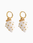 Серьги конго «Клубника в крапинку», белые в золоте - Фото 3