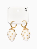 Серьги конго «Клубника в крапинку», белые в золоте - Фото 4