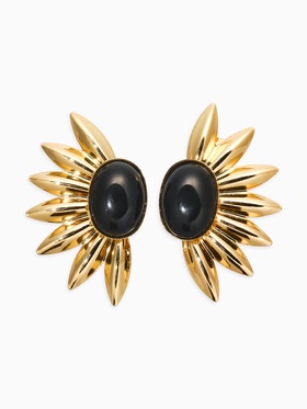 Серьги «полу солнце», чёрные в золоте  (артикул 10938703)  большой выбор товаров оптом и в розницу по низким ценам с доставкой