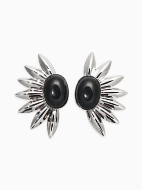 Серьги «полу солнце», чёрные в серебре  (артикул 10938704)  большой выбор товаров оптом и в розницу по низким ценам с доставкой