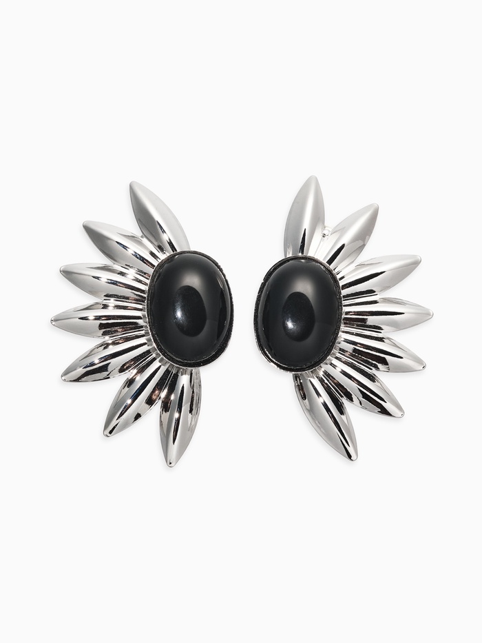 Серьги «полу солнце», чёрные в серебре