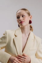 Серьги «Винтаж», капля, бордовые в золоте - Фото 3