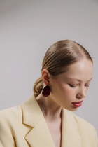 Серьги «Винтаж», капля, бордовые в золоте - Фото 2