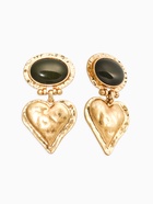 Серьги «Винтаж. Овал с сердцем», зелёные в золоте - Фото 1