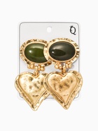 Серьги «Винтаж. Овал с сердцем», зелёные в золоте - Фото 3