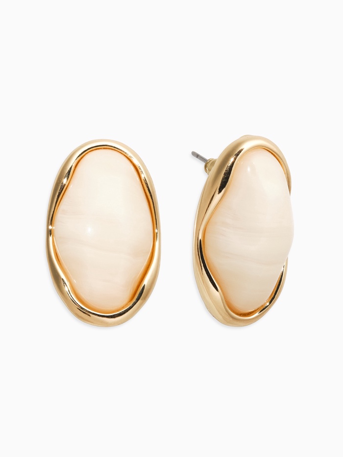 Серьги «Стиль», овал вытянутый, белые в золоте
