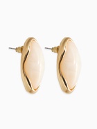 Серьги «Стиль» овал вытянутый, белые в золоте 10938711